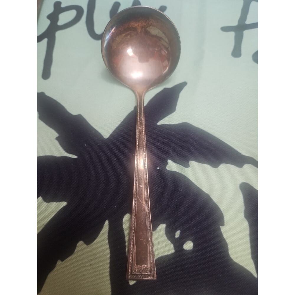 YOUREX Silver Seal Lady Helen Large Serving Spoon 7" Vintage Pat. APD. FOR.